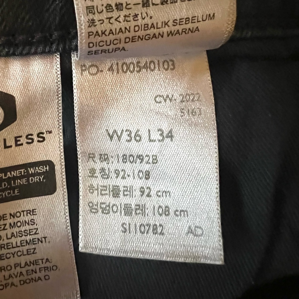 #19 Levi’s 511 Black Acid Wash “Not So Skinny” Skinny Fit Denim Jeans 36x34 - Picture 6 of 7